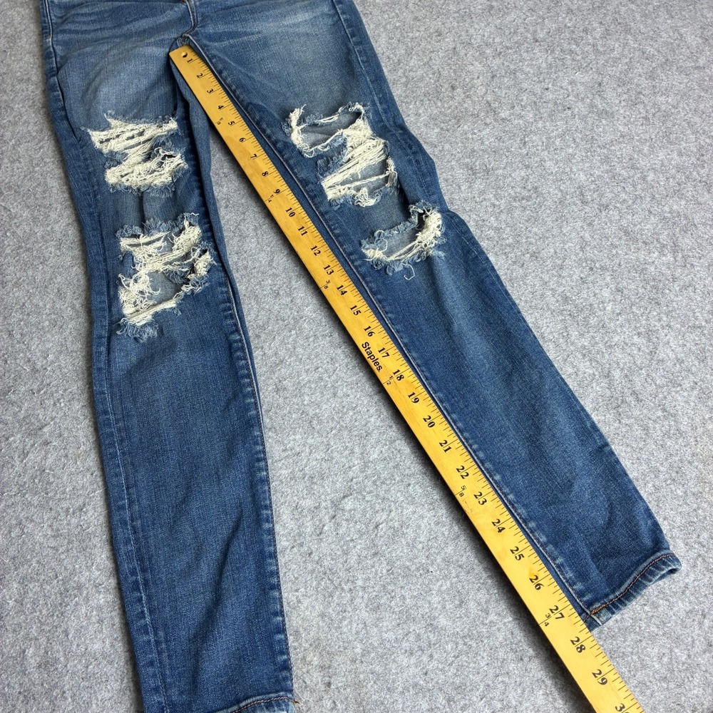 American Eagle Womens Sz 4 26x28 Next Level Stretch Distressed Skinny Jeans Blue - Picture 6 of 8